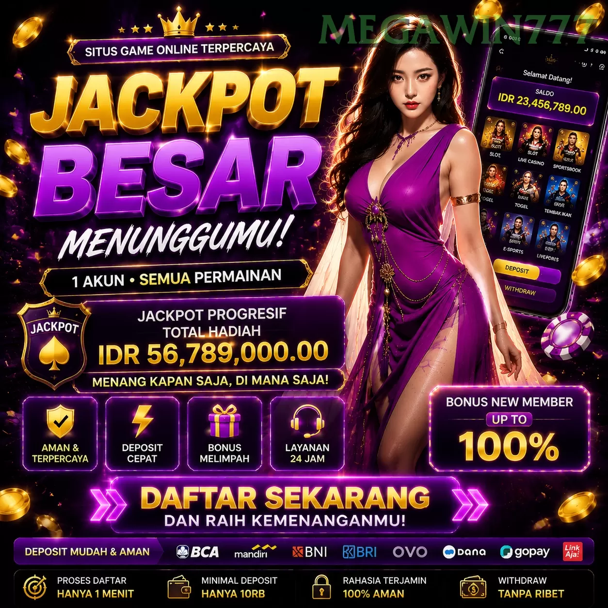 Cara Mendaftar dan Verifikasi Akun di megawin777